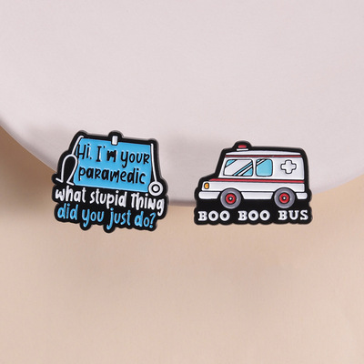 medical医护救护车风格造型金属徽章服饰百搭胸针工厂