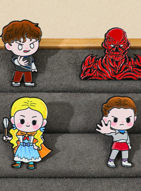 卡通个性创意怪奇物语金属徽章Stranger Things合金印刷胸针配饰