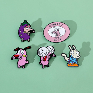 可爱卡通创意个性胆小狗英雄金属徽章粉色小狗造型合金胸针配饰