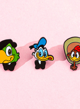 可爱卡通创意个性唐老鸭金属徽章鹦鹉合金胸针saludos amigos配饰