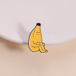 卡通坐姿忧郁香蕉人胸针趣味搞怪个性 饰小众徽章 配饰百搭服饰装