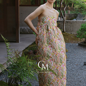 提花抹胸度假裙晨袍写真 原创新中式 Cerfmia小鹿弥雅 东京花海