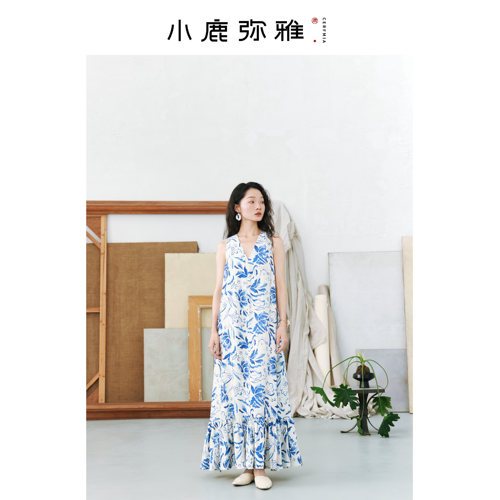 小鹿弥雅青花系列连衣裙