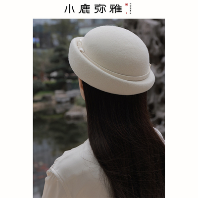 cerfmia小鹿弥雅奶油法式羊毛帽