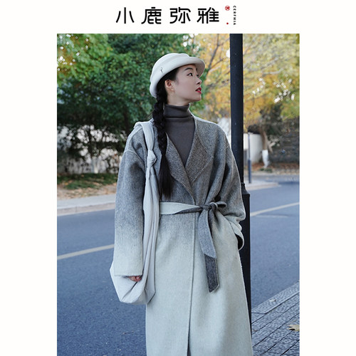 小鹿弥雅羊毛双面呢长款