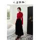 小鹿弥雅基础百搭丝绒花苞松紧腰半身长裙秋冬