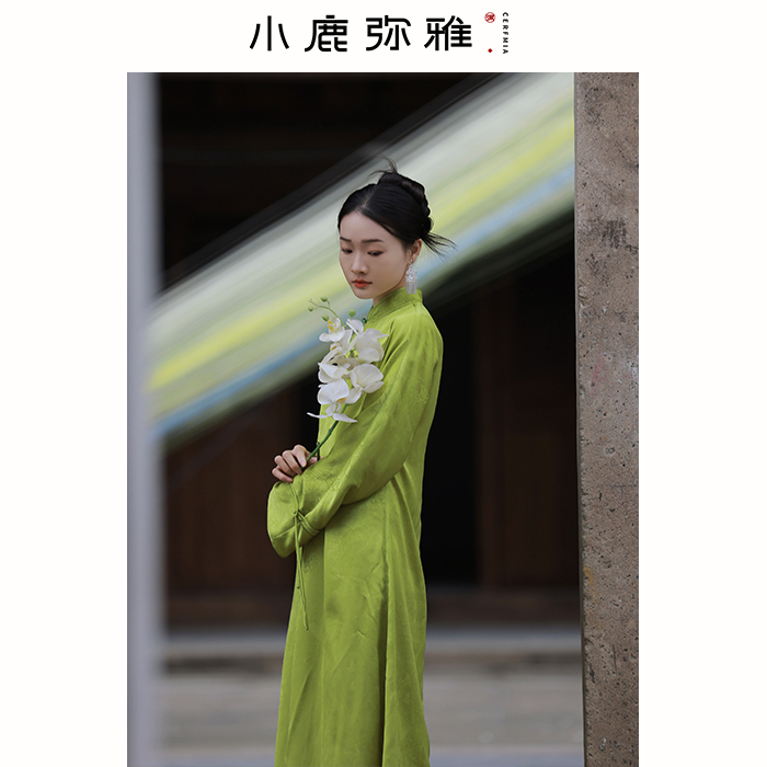 新中式A字裙涤纶花色宽松