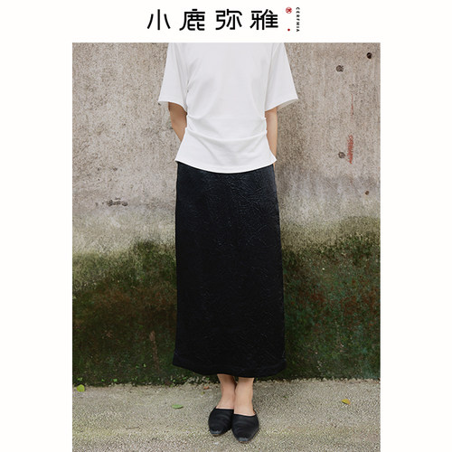 小鹿弥雅中长裙直筒新中式H型