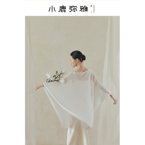 小鹿弥雅《扶风》系列新中式小众艺术设计针织长款斗篷春秋