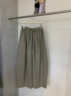 H-XL55130冬季加绒保暖慵懒风休闲裤抽绳松紧腰百搭气球裤阔腿裤