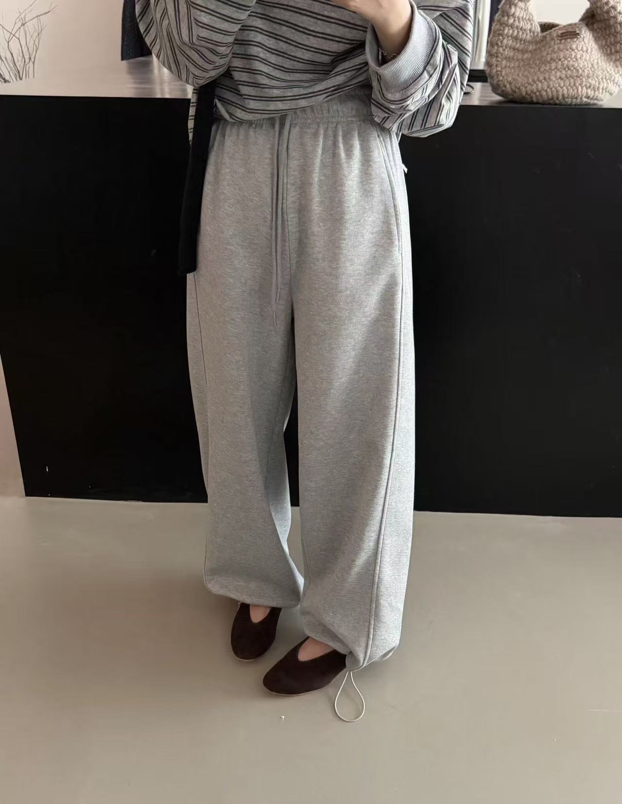 H-XL56122秋季新款两穿休闲束脚运动裤女抽绳阔腿休闲裤直筒卫裤