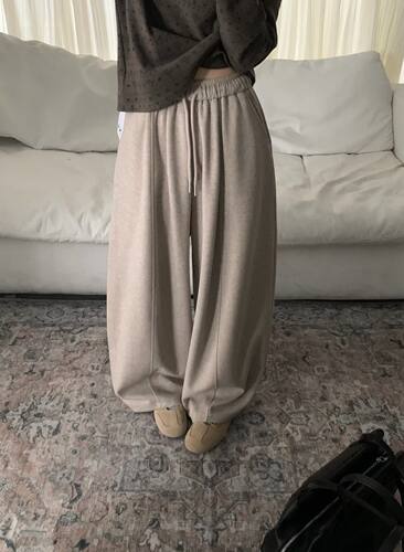 HXL冬上新慵懒风抽绳宽松纯色气球裤休闲裤气质高腰阔腿裤女士18