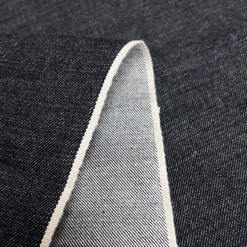 进口15oz赤耳单宁牛仔面料右斜蓝青色养牛原牛纯棉竹节毛羽布料