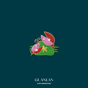 官兰印度丝刺绣手工巨蟹座胸针男女可爱卡通配饰百搭衣服徽章配饰