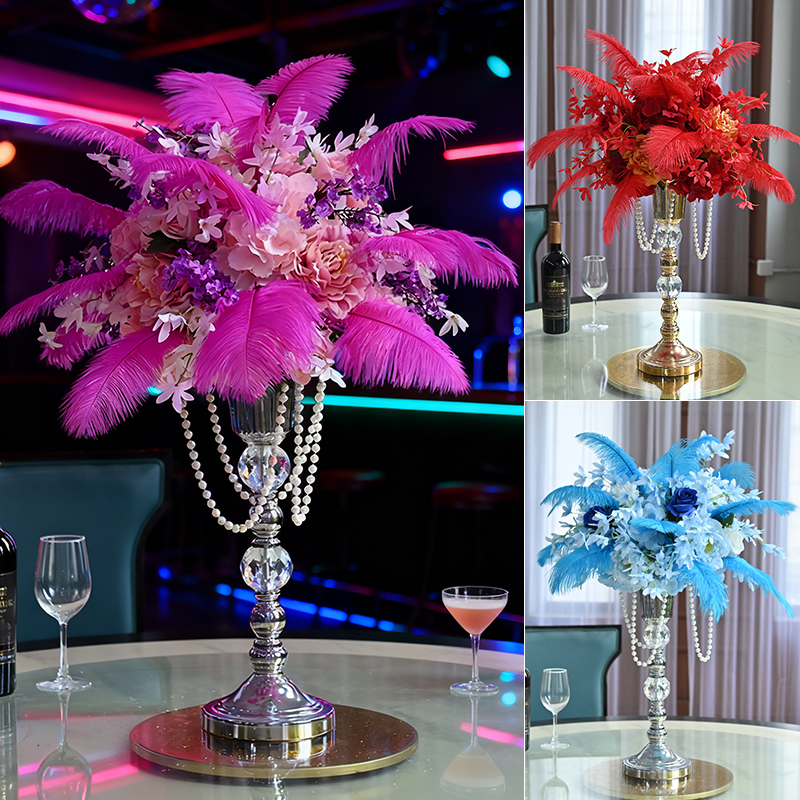 酒吧KTV羽毛桌花布置假花装饰花