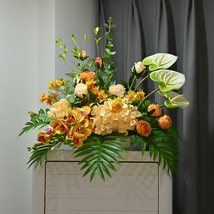 仿真花假花酒店立式空调柜机摆件花前台装饰花艺商场店铺摆放装饰