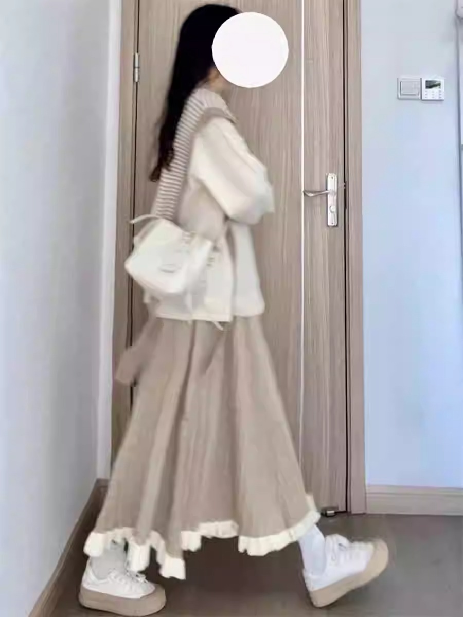 时尚套装裙女秋冬奶系穿搭一整套减龄针织毛衣配半身裙慵懒两件套