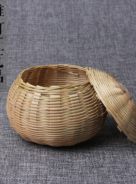 迷你箩筐纯手工竹编茶叶罐