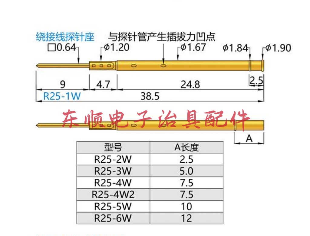 1.7中探探针CP-25系列测试针针套