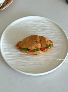 高级感白色岩石纹牛排餐盘创意西餐餐盘不规则石纹碟子家用沙拉盘