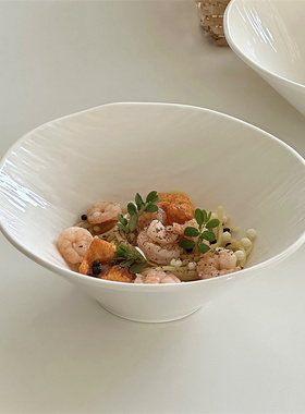 ins极简风不规则石纹肌理釉下彩陶瓷斗笠碗沙拉面碗嗦粉大碗