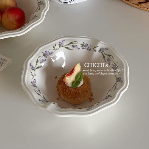 法式浮雕高温贴花陶瓷碗