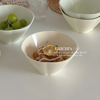 奶油风面碗家用陶瓷斗笠碗