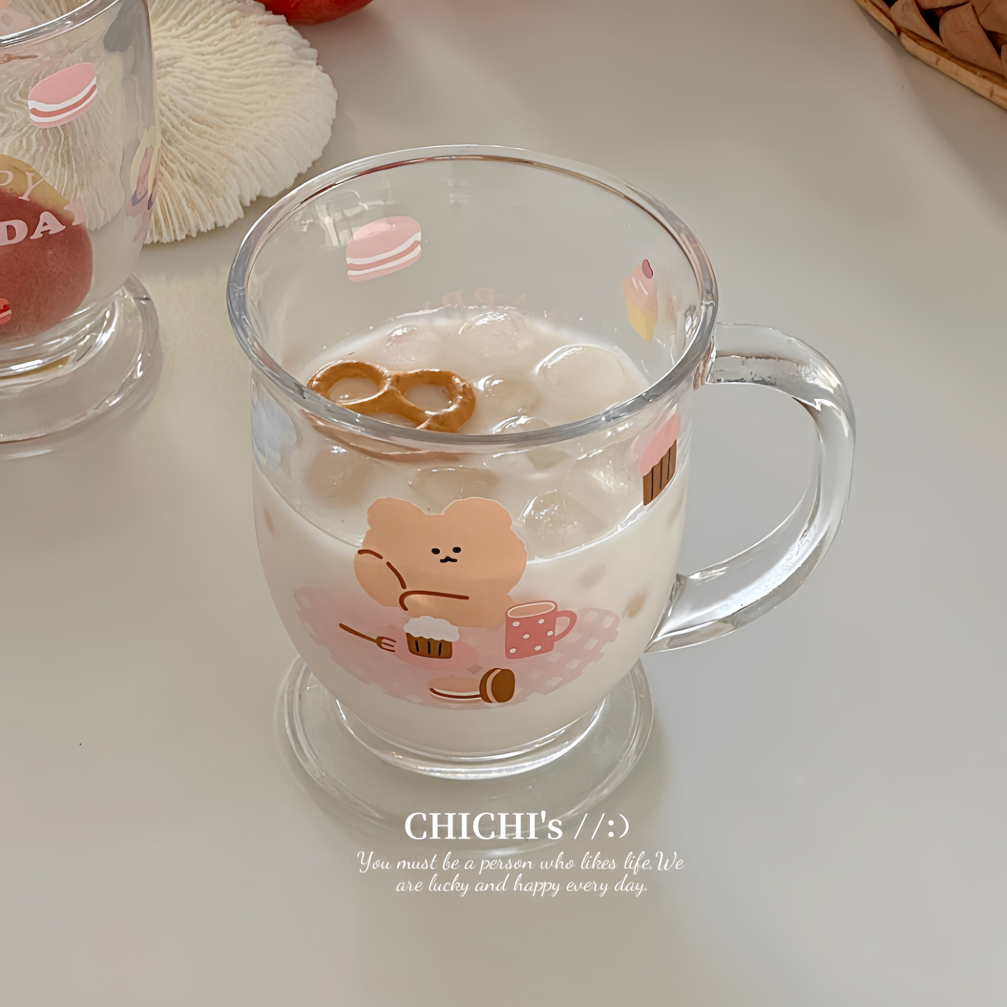 可爱ins风卡通烘焙小狗蛋糕玻璃杯奶茶杯早餐杯牛奶杯果汁杯,餐饮具,玻璃杯,淘宝优惠券,粉丝福利购,淘宝优惠卷