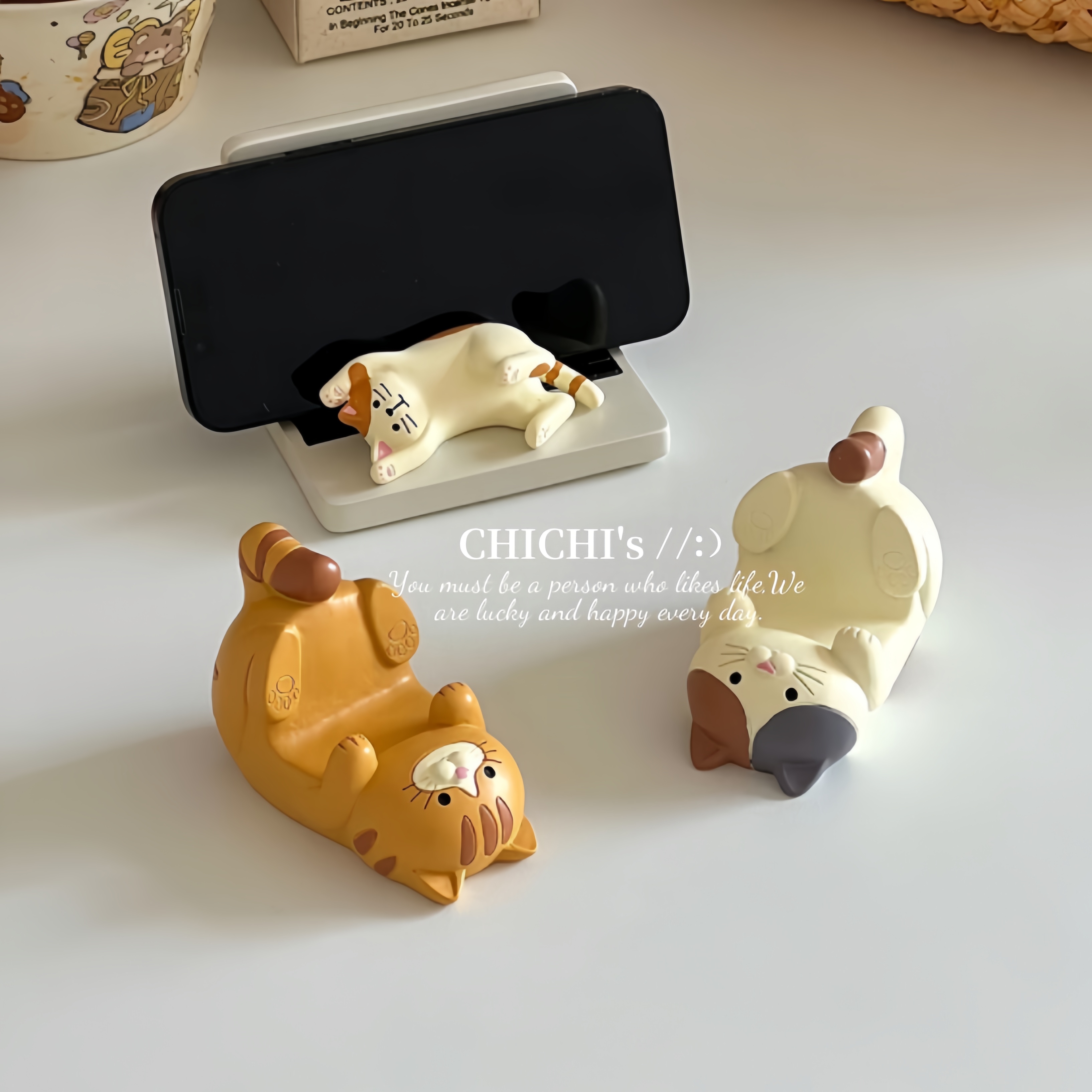 ins风可爱卡通仰躺猫咪支架