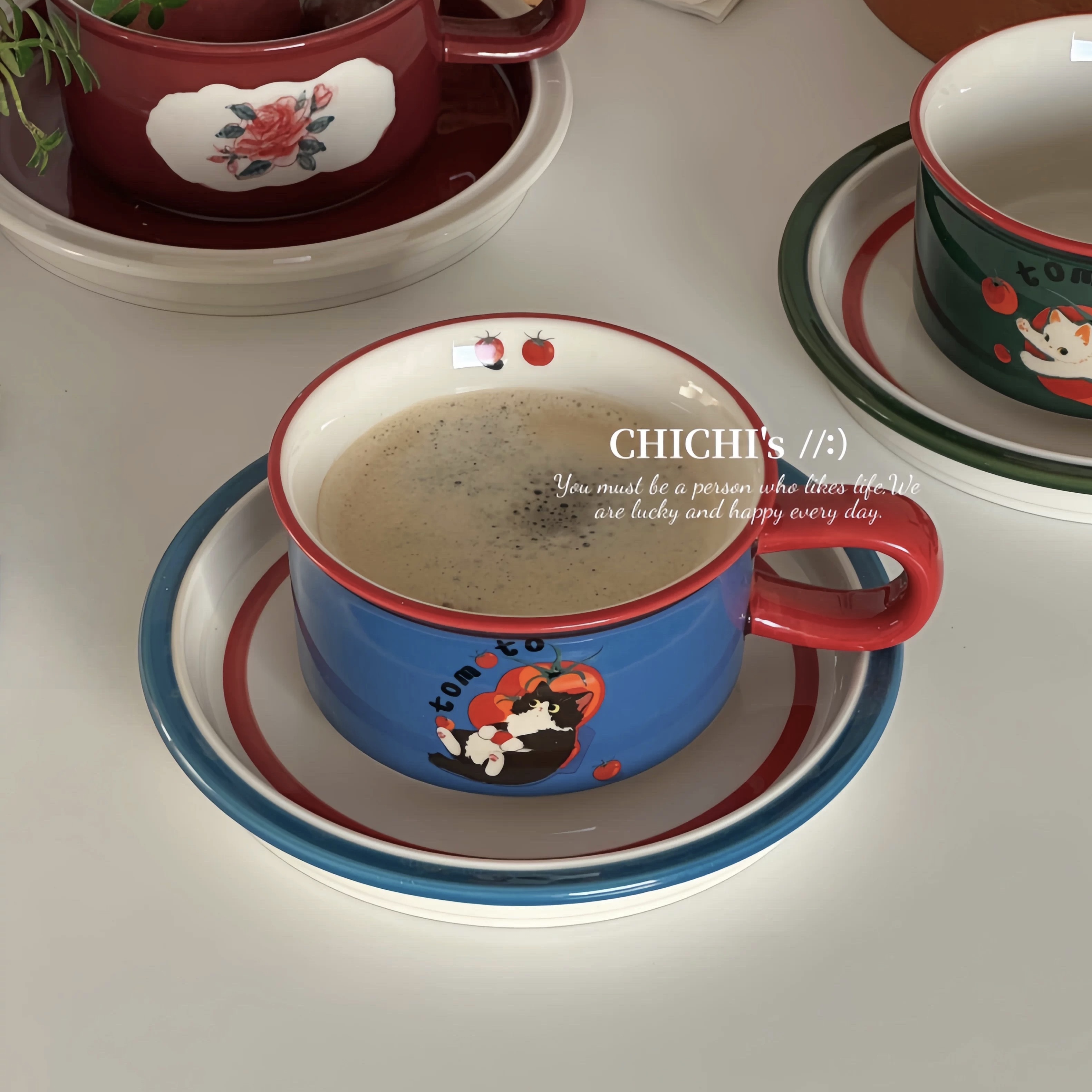 ins复古可爱猫咪陶瓷咖啡杯