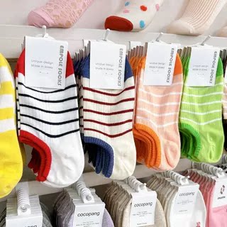 韩国进口女袜东大门EMPOLE春夏薄款拼色条纹简约防滑隐形船袜新款