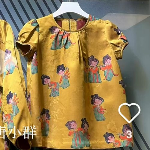 加工新中式圆领泡泡袖童装衬衣