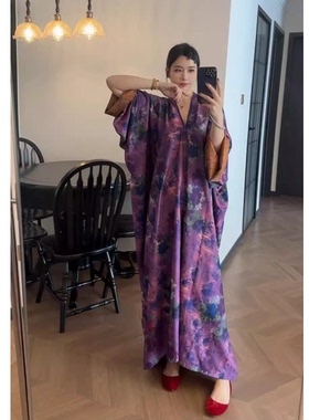 服装裁剪1:1图纸来料加工198绝色V领宽松袖长袍舒适时尚氛围感