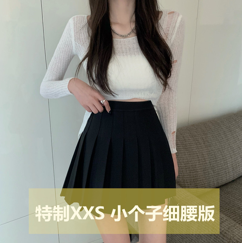 矮小个子145cm加小码XS百褶裙半身裙短裙女150高腰显瘦a字裙子秋S