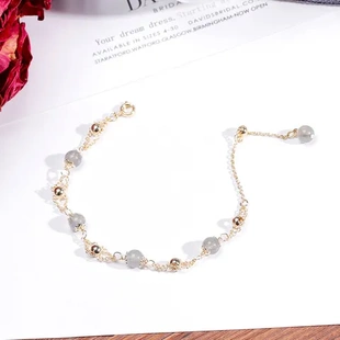 手串女紫水晶手链小众巴度设计韩版 幸运转运ins草莓隔珠小众水晶