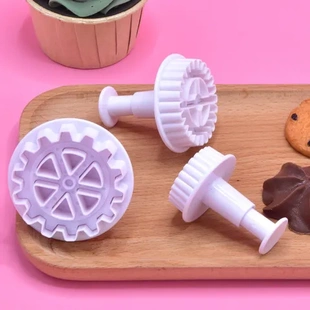 烘焙3蛋糕饼干仿真3d印花工具套装 饰切模齿轮立体弹簧pcs 按压装