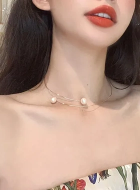 韩国短款设计感ins颈链项圈复古锁骨链小众网红轻奢珍珠女chocker