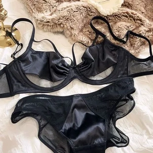 胸罩内衣调整型女收副乳文胸无痕聚拢小胸无钢圈薄款 美背套装