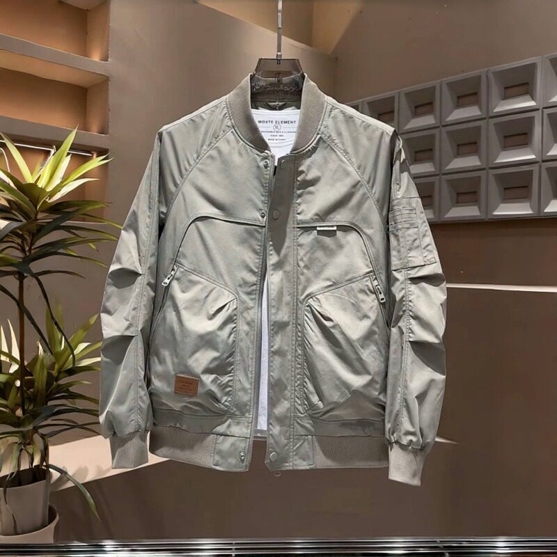 棒球服夹克男2026春季新款潮牌工装男装美式复古修身飞行员外套男