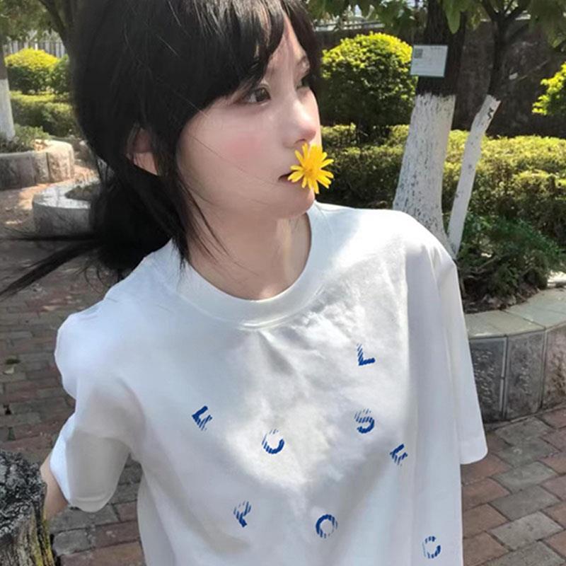 纯棉美式白色正肩短袖t恤女宽松2025新款高级感潮牌港味chic上衣