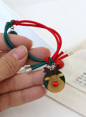 AngelRena品牌 韩国进口圣诞扎发头绳 可爱小动物卡通皮筋 扎马尾