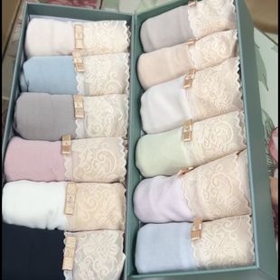 女 混色无痕贴合包臀三角中高腰蕾丝莫代尔内裤 2025年新款 六条装