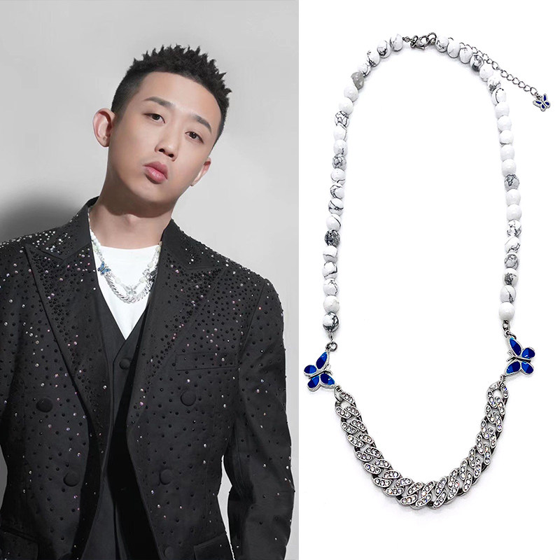 中国新说唱gai周延同款国风嘻哈拼接钛钢男女潮流古巴项链毛衣链