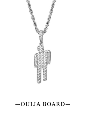 BillieEilish潮流个性碧梨同款上吊小人项链嘻哈说唱街头镶钻配饰