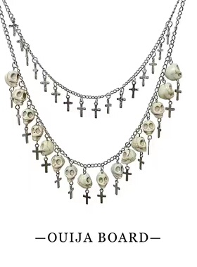 小众骷髅头暗黑系欧美嘻哈朋克哥特风项链钛钢双层十字架配饰男女