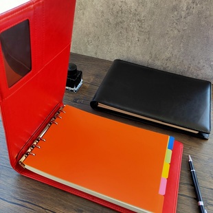 红黑色豪华版B5横式活页本方格空白记事本笔记本记账本月周计划本