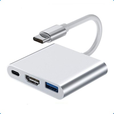 type-c转hdmi投屏高清线转接USB C PD三合一拓展坞4K多功能转接器