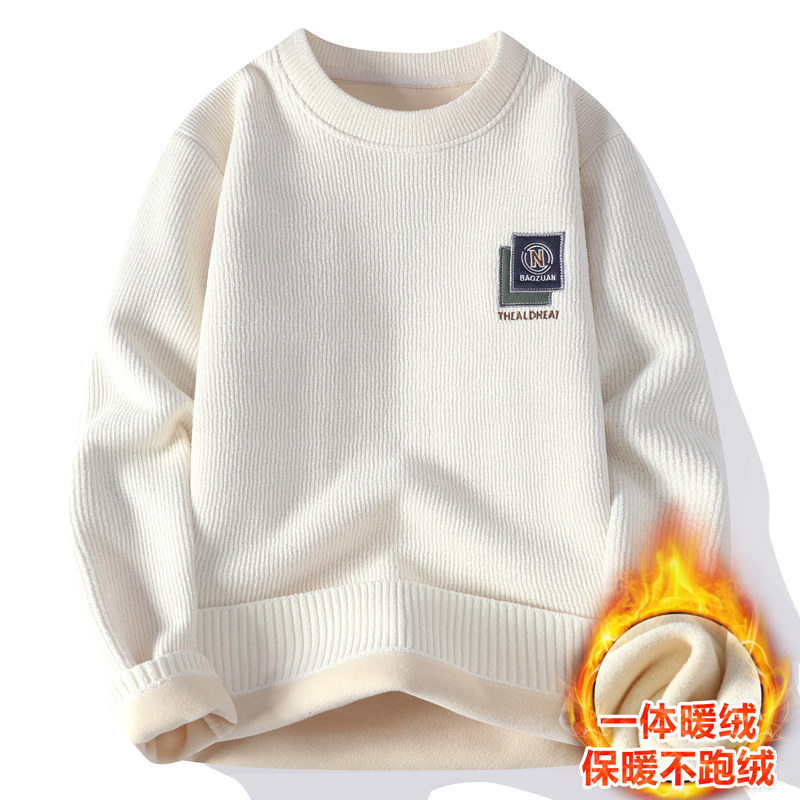 香港正品牌官方一体绒圆领毛衣男秋冬季加绒加厚保暖线衣潮流韩版