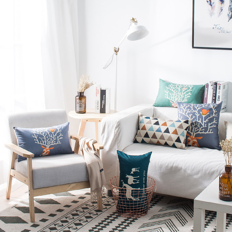 Northern Europe modern Simplicity rectangle Fabric art Cotton and hemp sofa Pillows Cushion cover Office Lumbar pillow Lumbar cushion Containing corein the Home Fabric , Pillow/New pillow, Lumbar Cushion category - from Buy2taobao.com to provide professional Taobao agent buy service