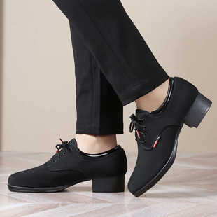 男士摩登舞鞋双人交谊广场舞成人国标舞户外牛津布高跟软底舞蹈鞋
